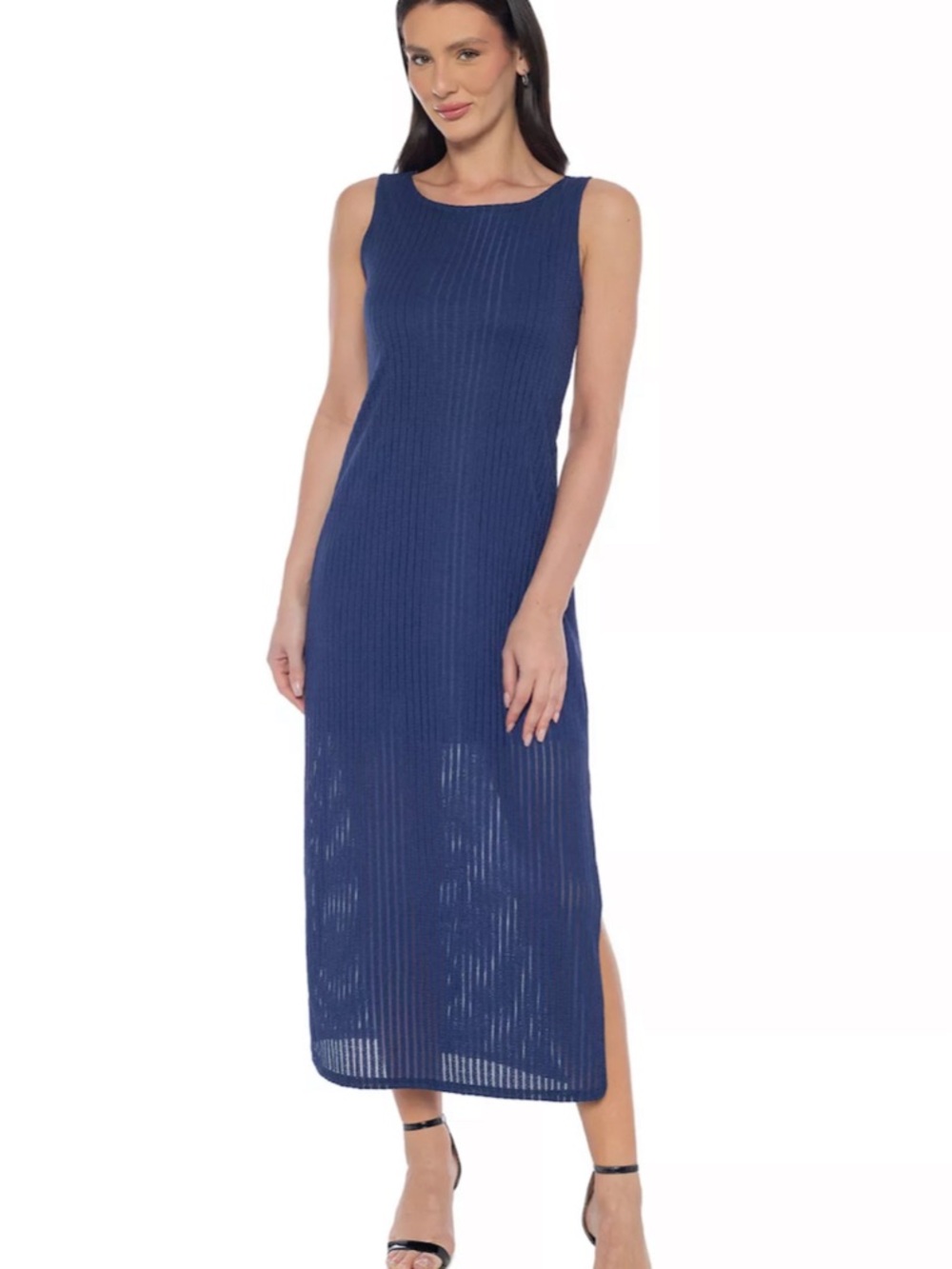 NWT Tash + Sophie Ribbed Sleeveless column Dress in Royal Blue
